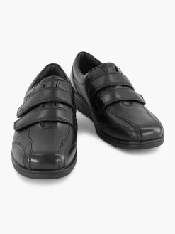 Medicus Sneakers-Zwarte Leren Comfort Sneaker Klittenband