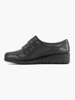 Medicus Sneakers-Zwarte Leren Comfort Sneaker Klittenband