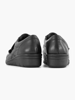 Medicus Sneakers-Zwarte Leren Comfort Sneaker Klittenband