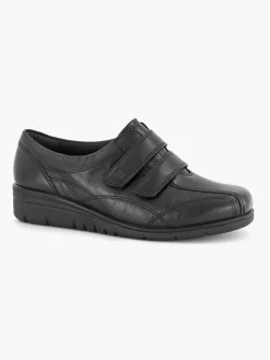 Medicus Sneakers-Zwarte Leren Comfort Sneaker Klittenband