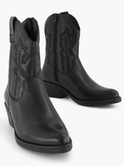 Oxmox Enkellaarzen & Boots-Zwarte Leren Cowboy Laars