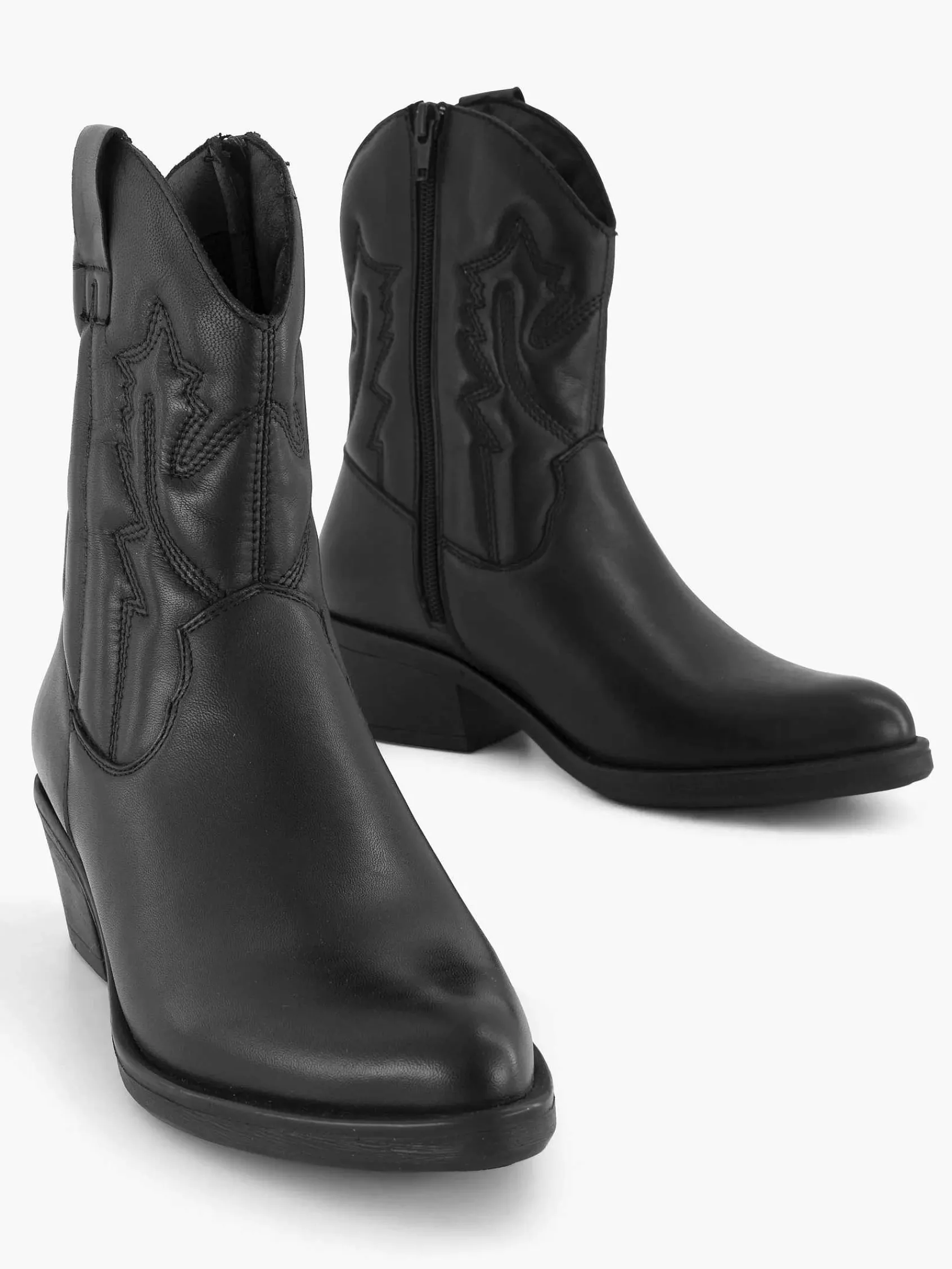 Oxmox Enkellaarzen & Boots-Zwarte Leren Cowboy Laars