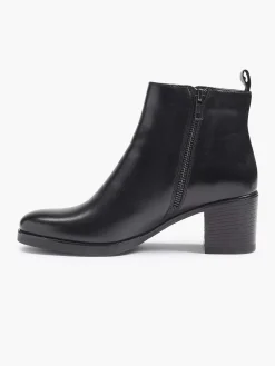 5th Avenue Enkellaarzen & Boots-Zwarte Leren Enkellaars Hak