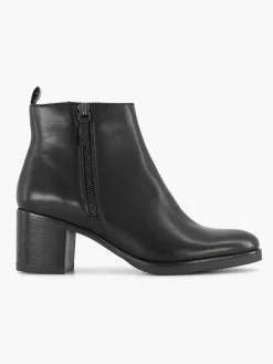 5th Avenue Enkellaarzen & Boots-Zwarte Leren Enkellaars Hak