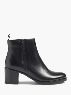 5th Avenue Enkellaarzen & Boots-Zwarte Leren Enkellaars Hak