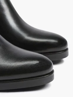 5th Avenue Enkellaarzen & Boots-Zwarte Leren Enkellaars Hak