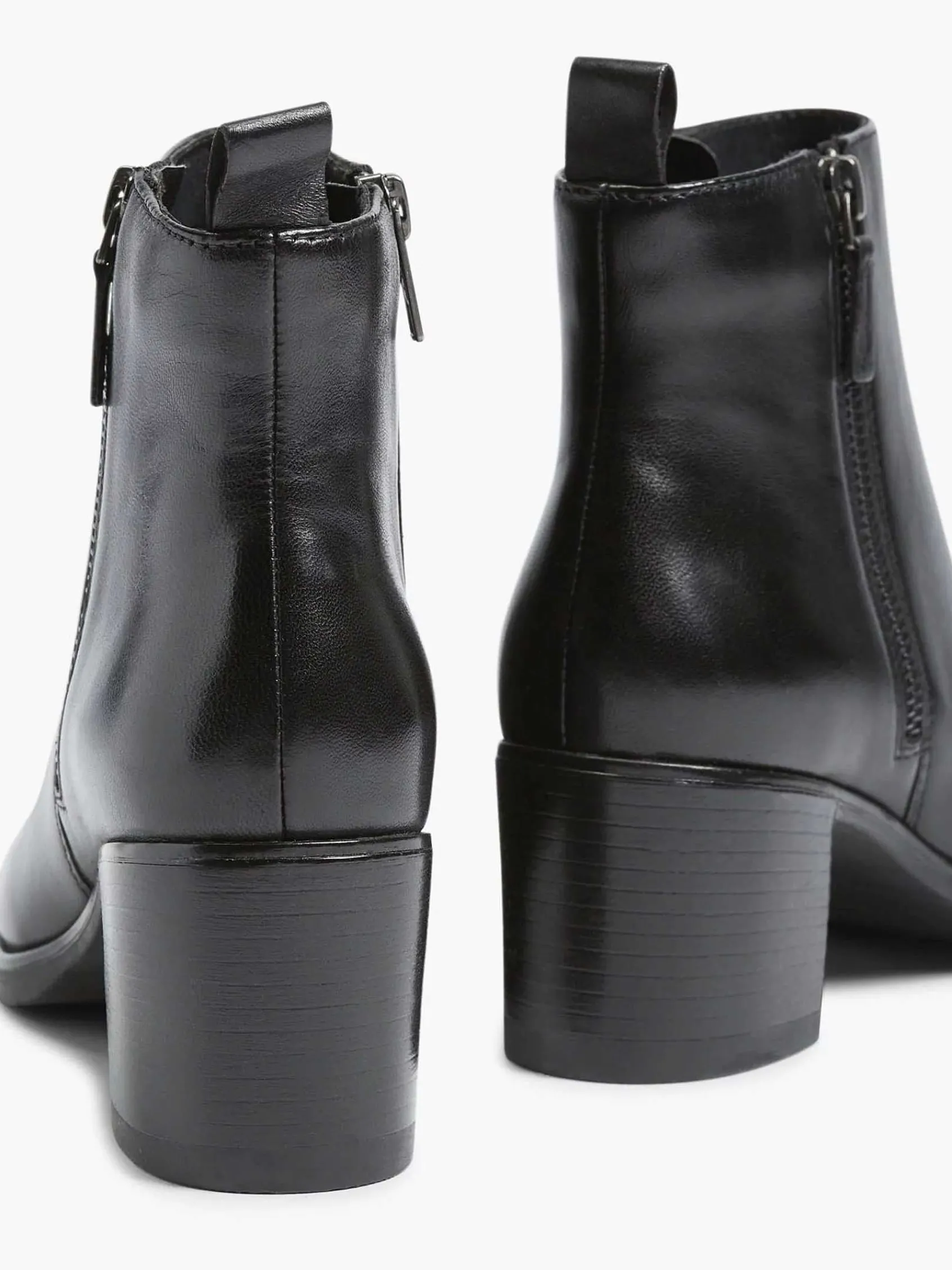 5th Avenue Enkellaarzen & Boots-Zwarte Leren Enkellaars Hak