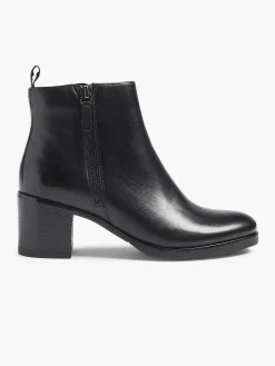 5th Avenue Enkellaarzen & Boots-Zwarte Leren Enkellaars Hak