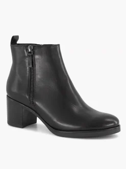 5th Avenue Enkellaarzen & Boots-Zwarte Leren Enkellaars Hak