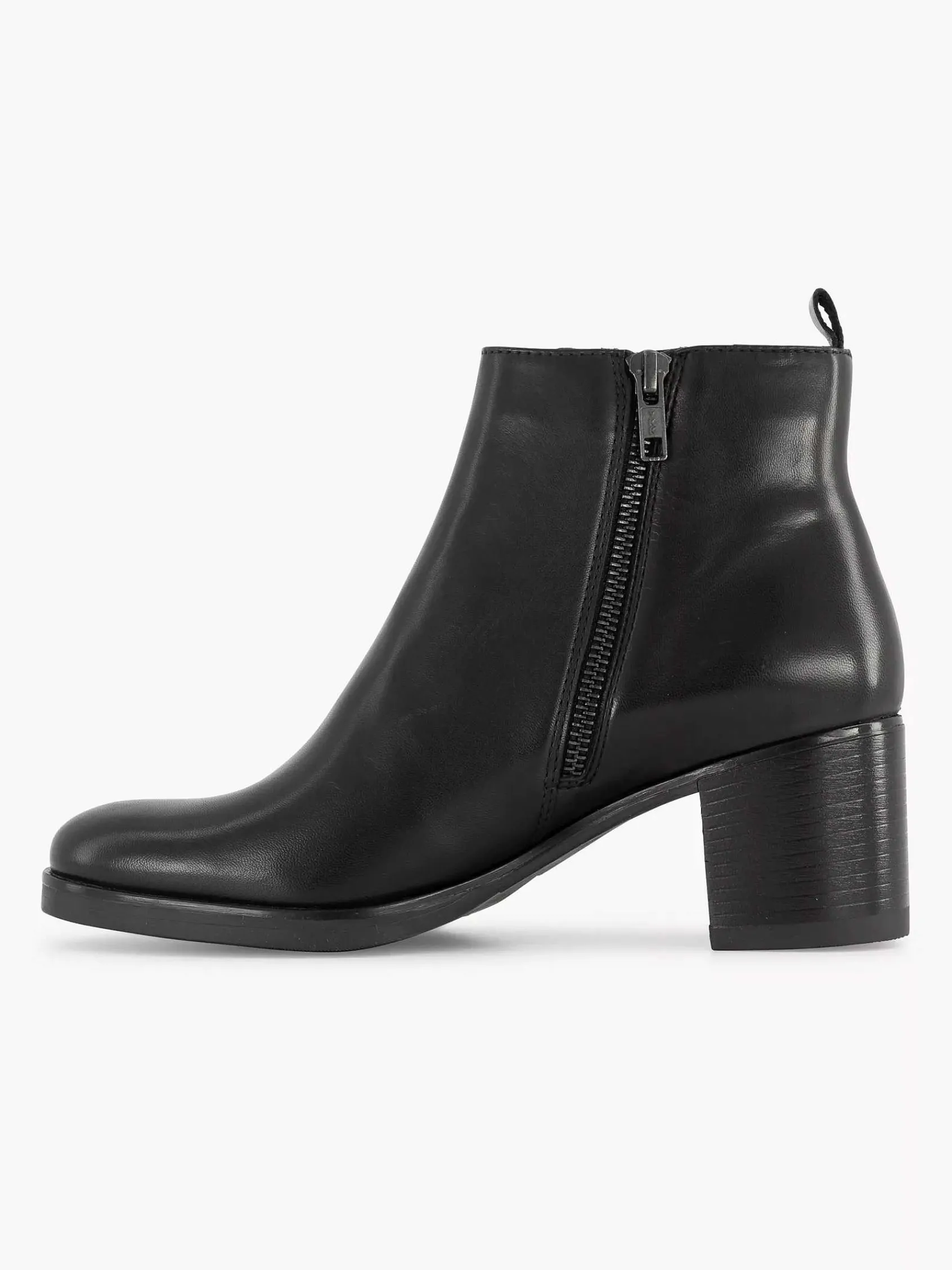 5th Avenue Enkellaarzen & Boots-Zwarte Leren Enkellaars Hak