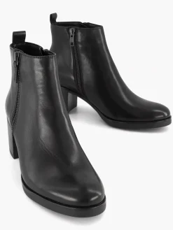 5th Avenue Enkellaarzen & Boots-Zwarte Leren Enkellaars Hak