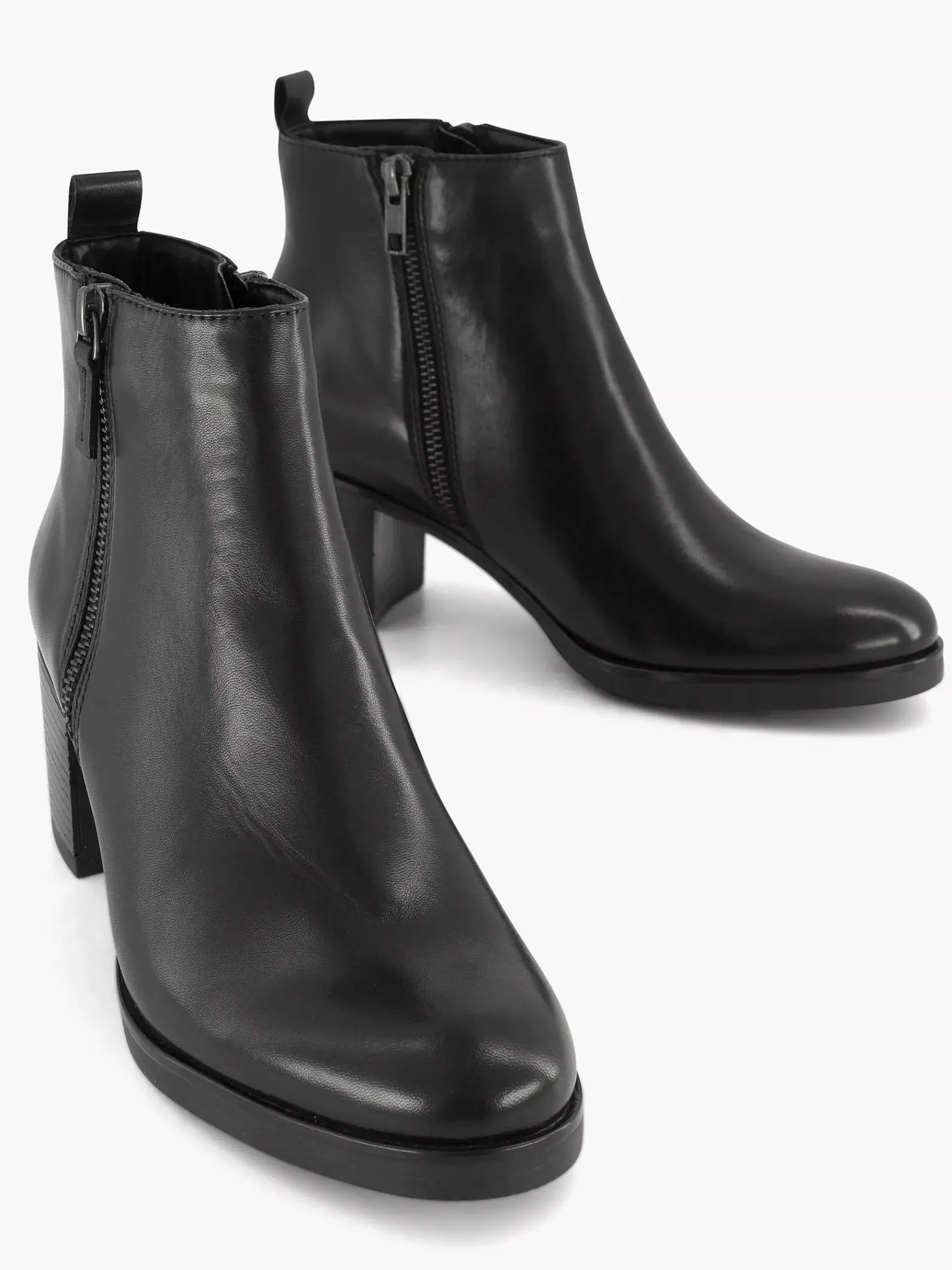 5th Avenue Enkellaarzen & Boots-Zwarte Leren Enkellaars Hak