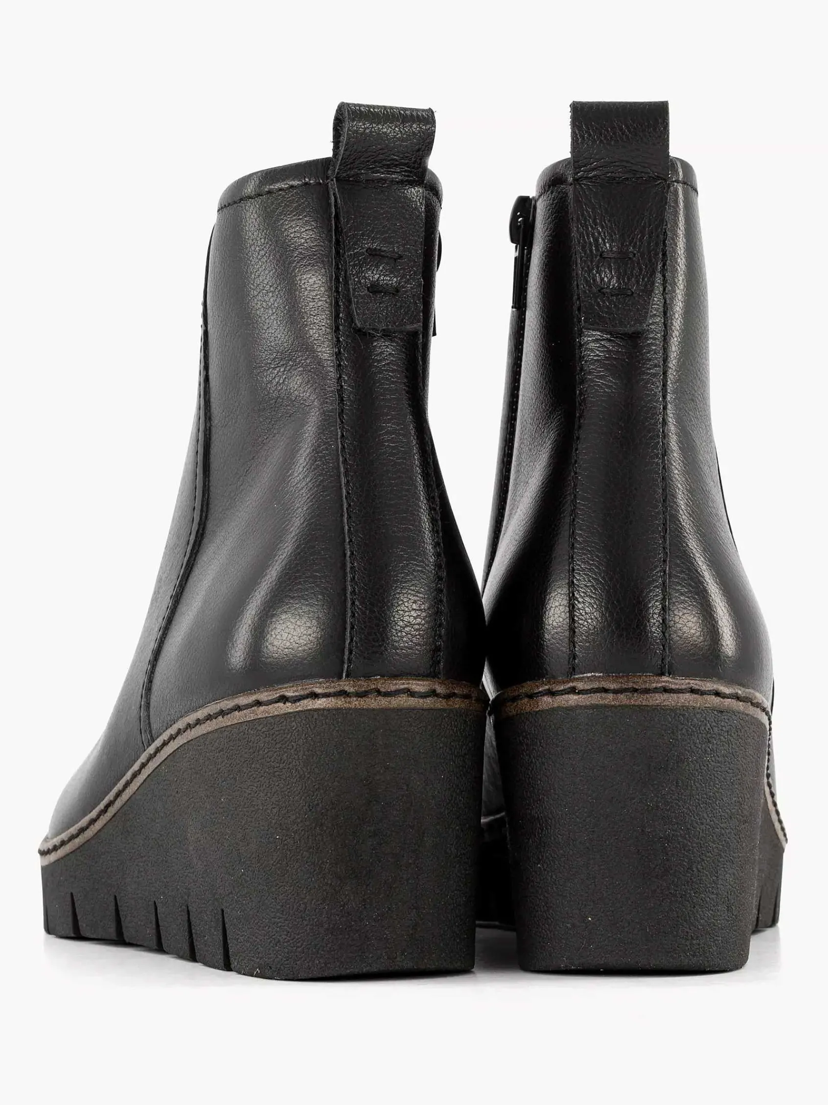 5th Avenue Enkellaarzen & Boots-Zwarte Leren Enkellaars Sleehak