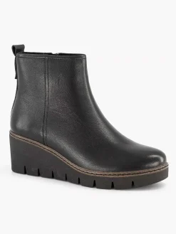 5th Avenue Enkellaarzen & Boots-Zwarte Leren Enkellaars Sleehak