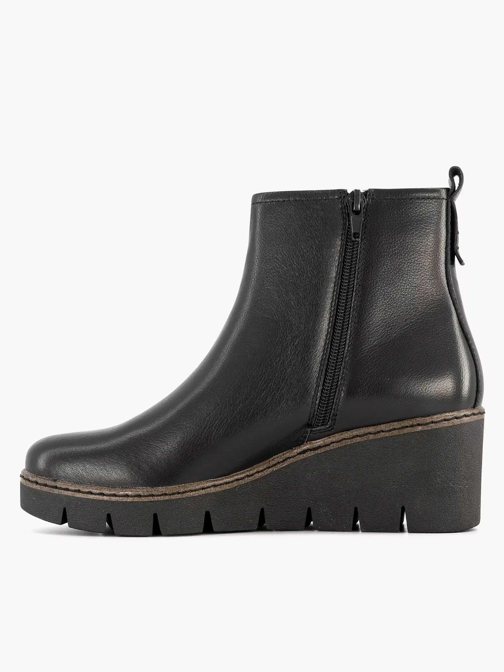 5th Avenue Enkellaarzen & Boots-Zwarte Leren Enkellaars Sleehak