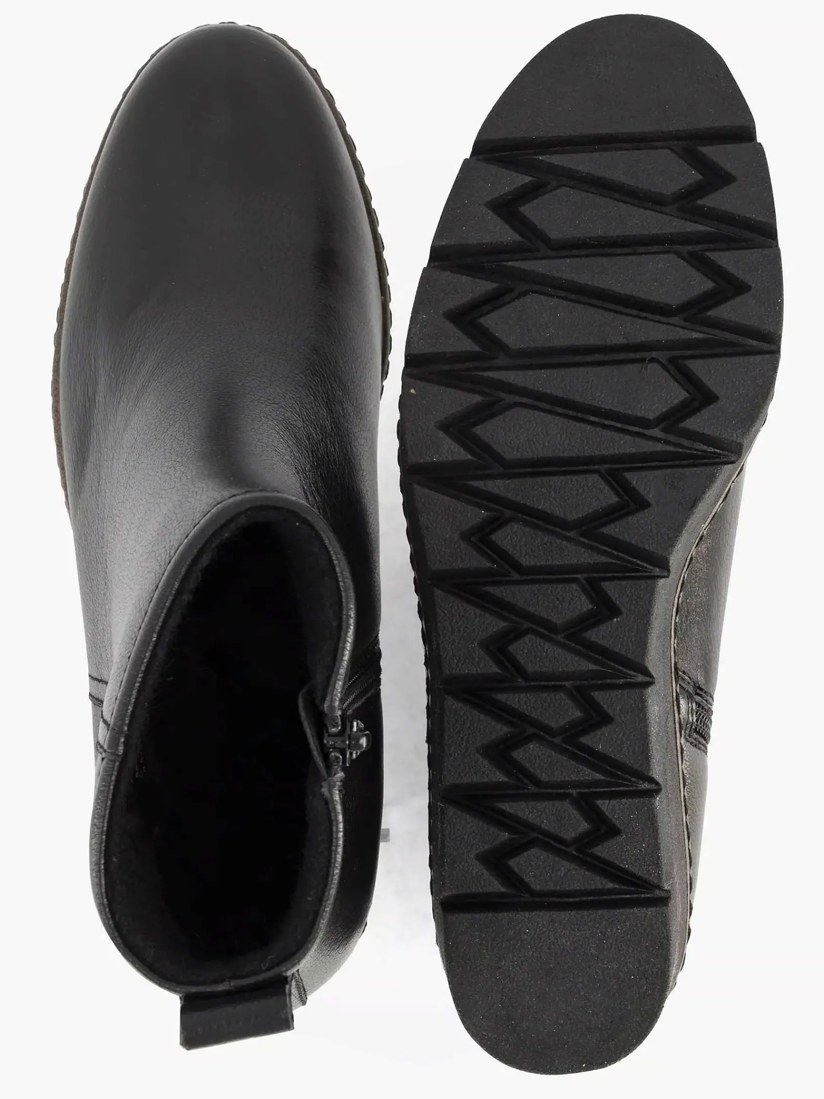 5th Avenue Enkellaarzen & Boots-Zwarte Leren Enkellaars Sleehak
