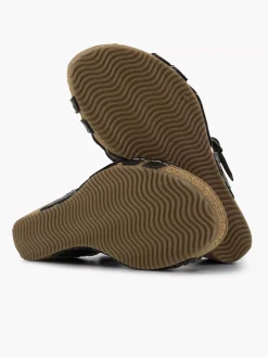 Easy Street Sandalen-Zwarte Leren Sandalen Sleehak