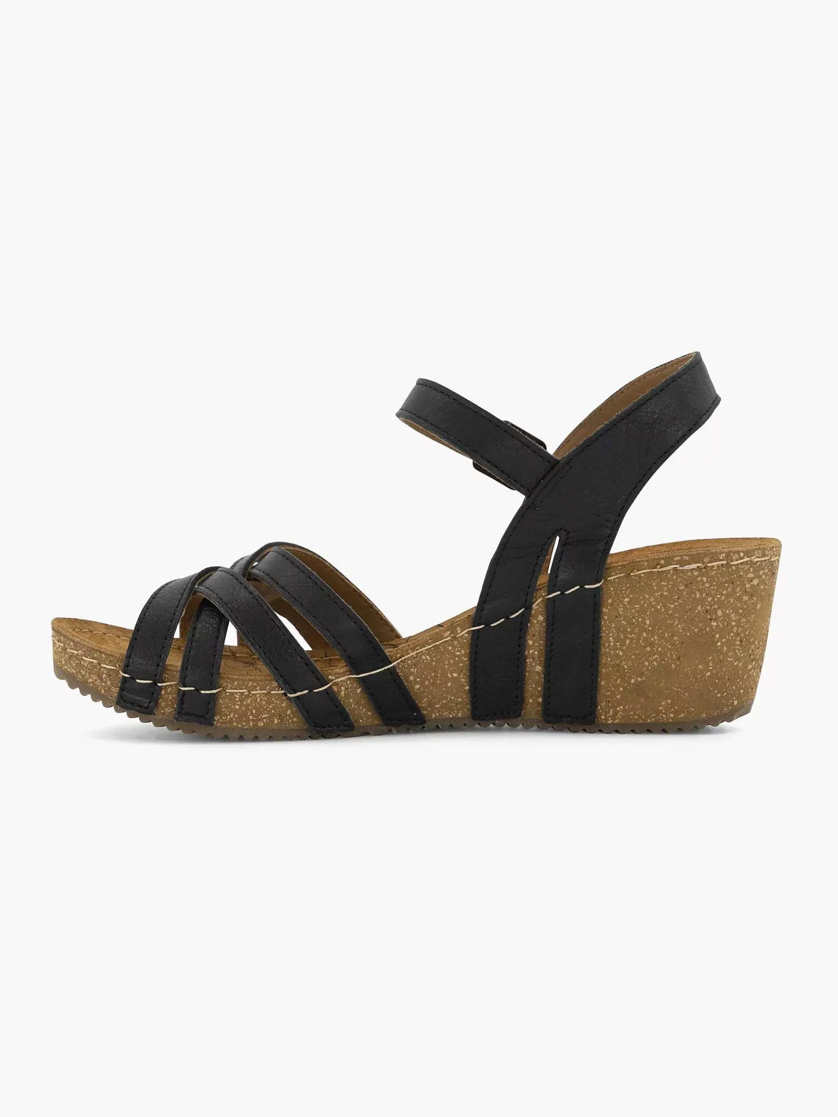 Easy Street Sandalen-Zwarte Leren Sandalen Sleehak