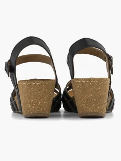 Easy Street Sandalen-Zwarte Leren Sandalen Sleehak