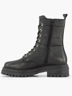 5th Avenue Enkellaarzen & Boots-Zwarte Leren Veterboot