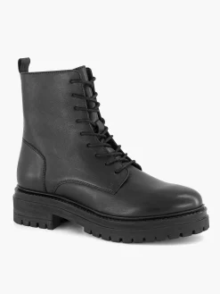 5th Avenue Enkellaarzen & Boots-Zwarte Leren Veterboot