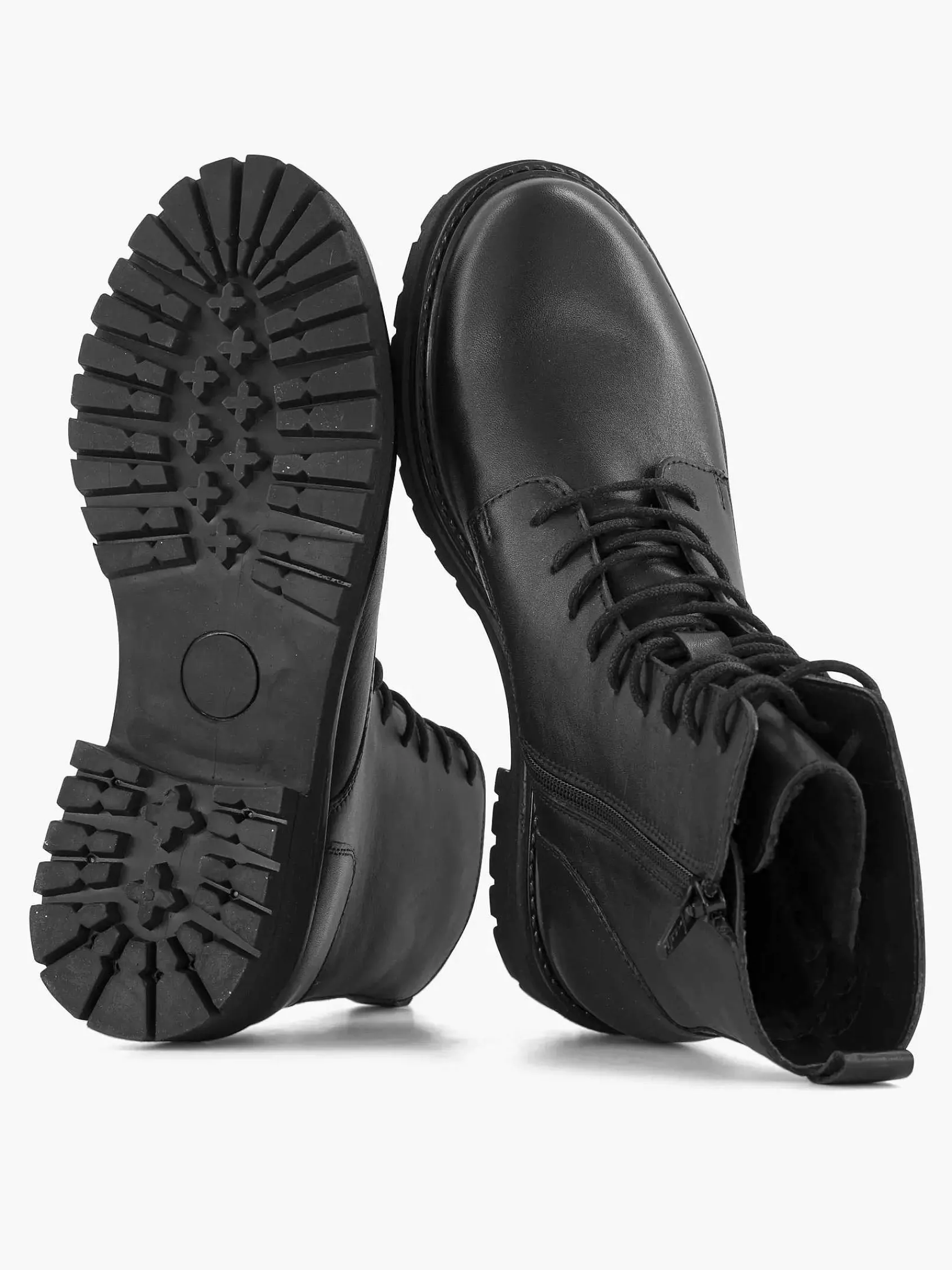 5th Avenue Enkellaarzen & Boots-Zwarte Leren Veterboot