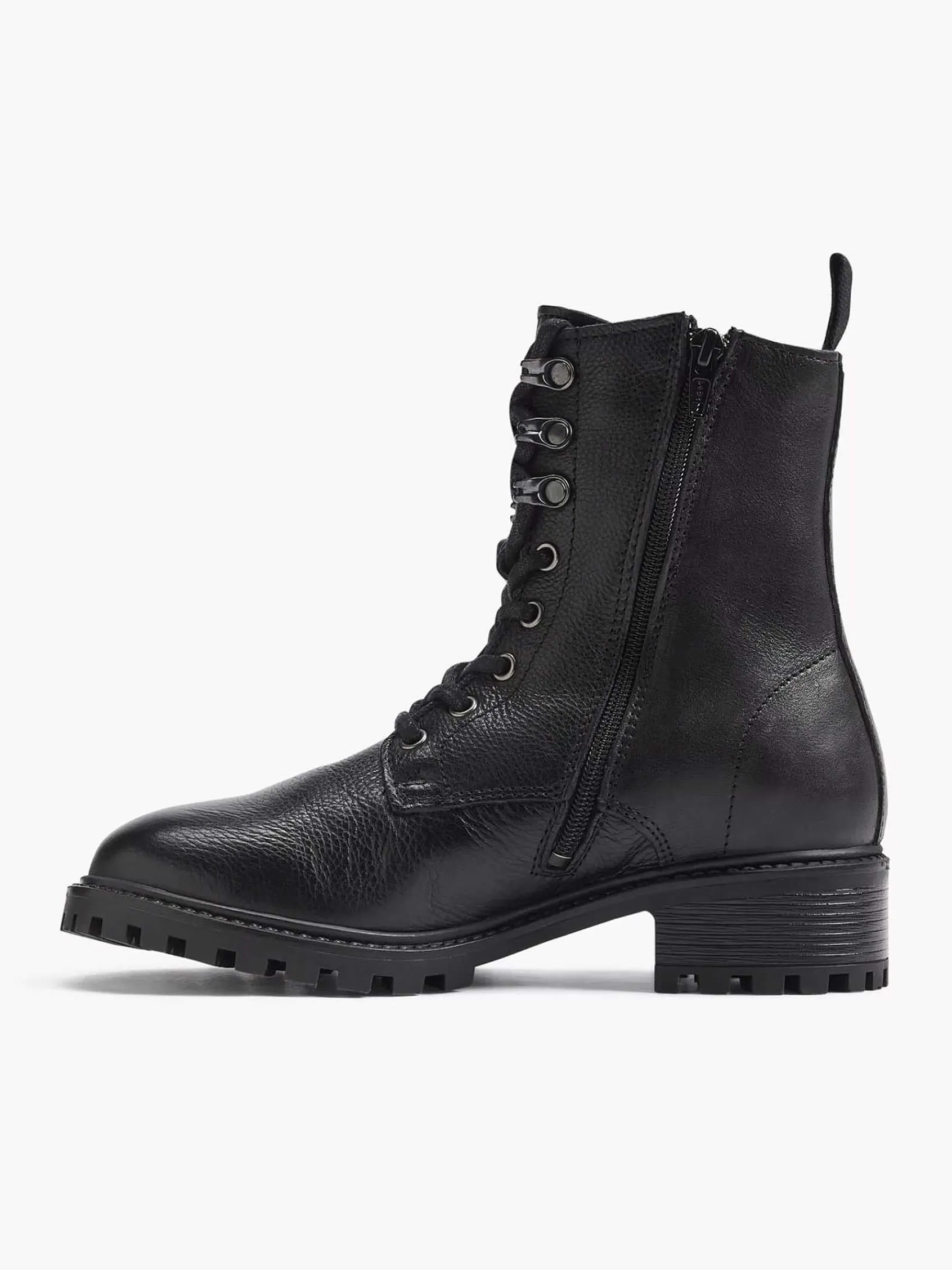 5th Avenue Enkellaarzen & Boots-Zwarte Leren Veterboot