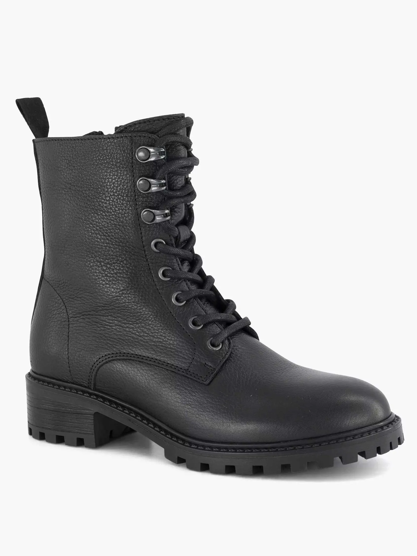 5th Avenue Enkellaarzen & Boots-Zwarte Leren Veterboot
