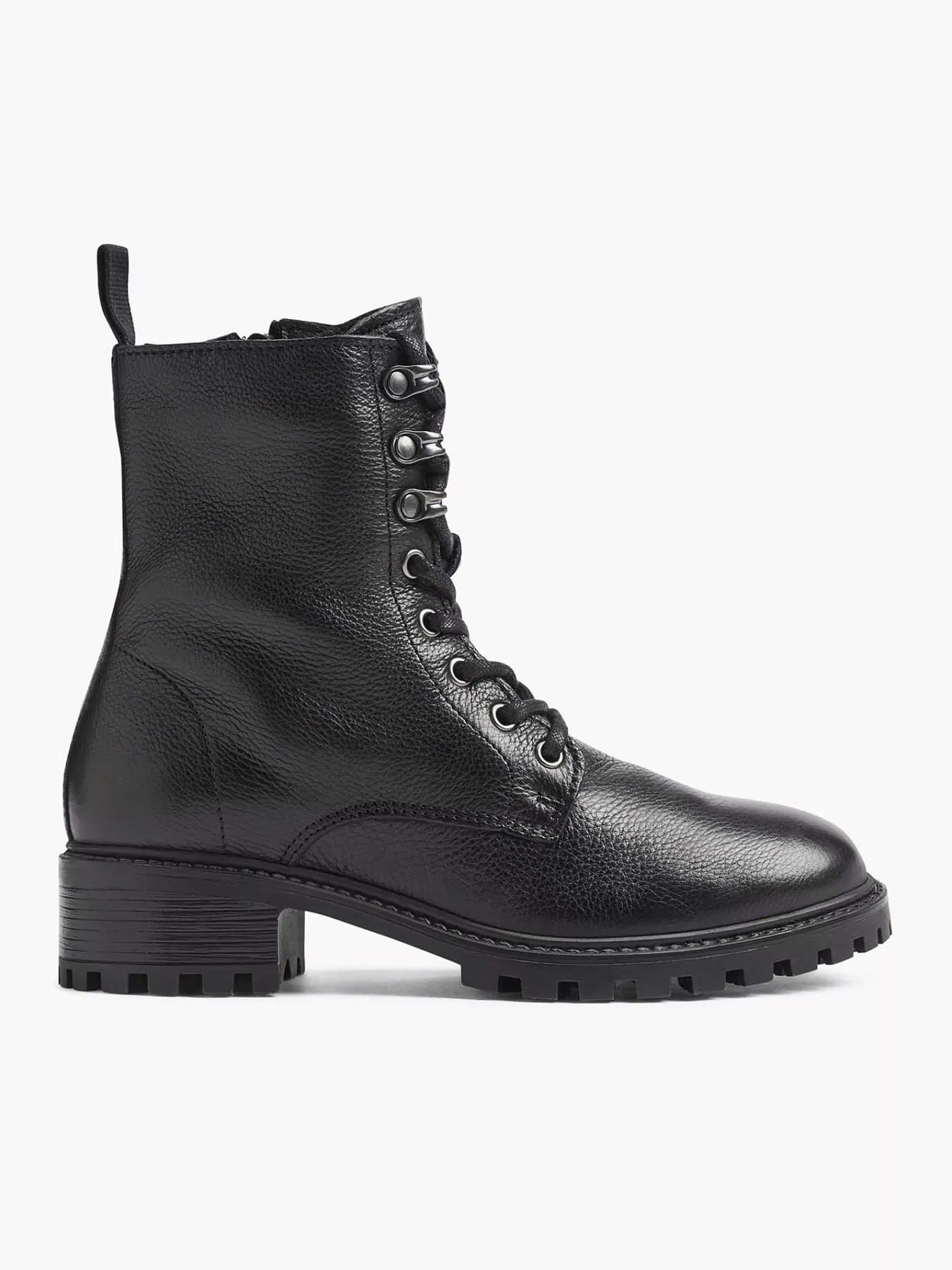 5th Avenue Enkellaarzen & Boots-Zwarte Leren Veterboot