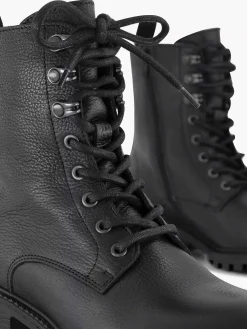5th Avenue Enkellaarzen & Boots-Zwarte Leren Veterboot