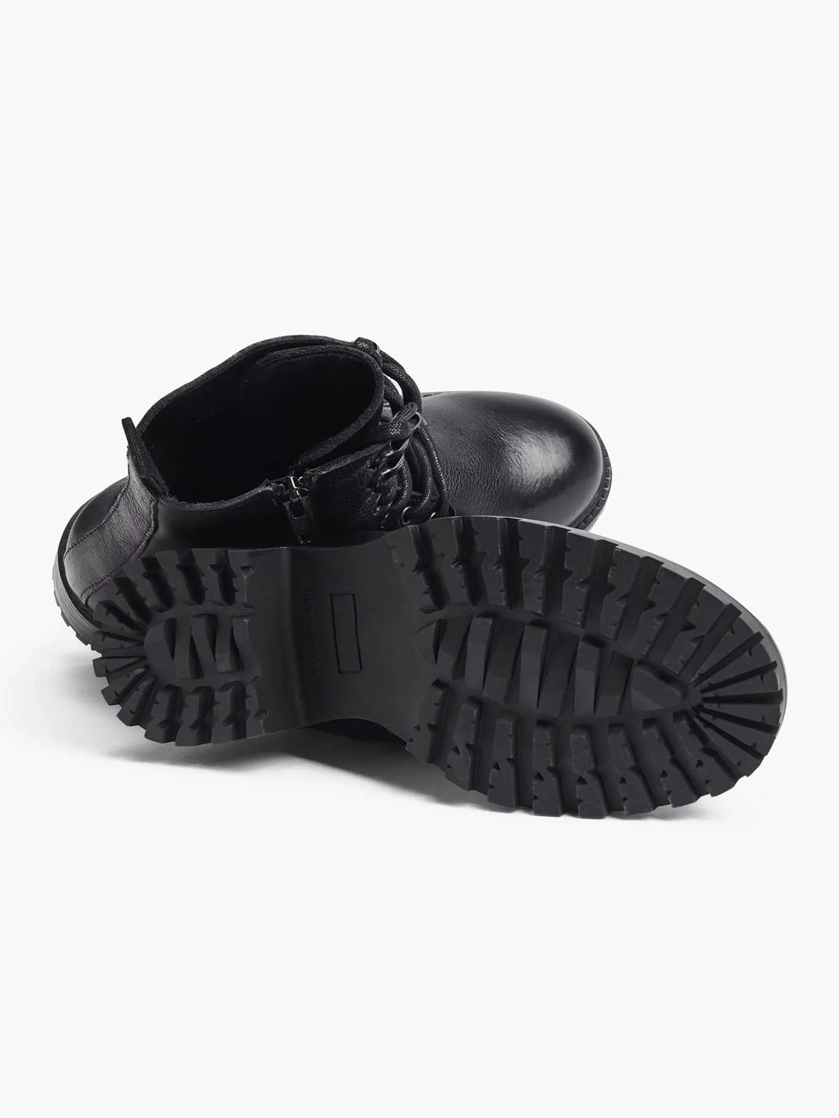 5th Avenue Enkellaarzen & Boots-Zwarte Leren Veterboot