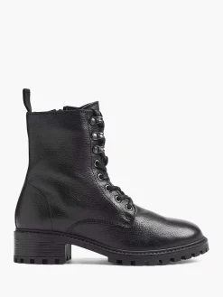 5th Avenue Enkellaarzen & Boots-Zwarte Leren Veterboot