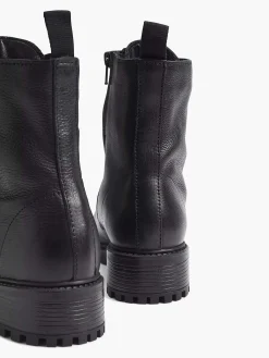 5th Avenue Enkellaarzen & Boots-Zwarte Leren Veterboot