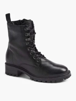 5th Avenue Enkellaarzen & Boots-Zwarte Leren Veterboot
