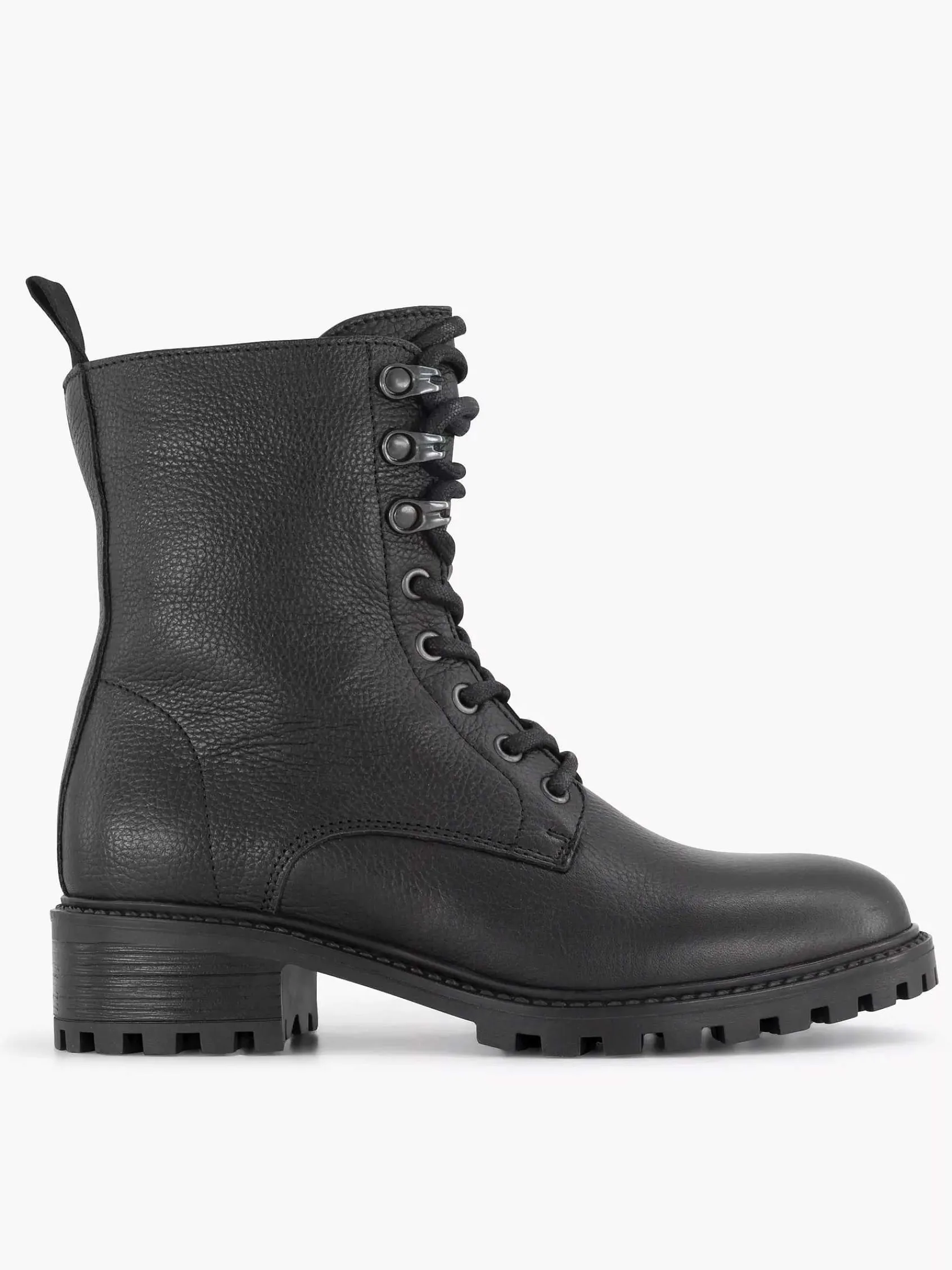 5th Avenue Enkellaarzen & Boots-Zwarte Leren Veterboot