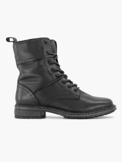 5th Avenue Enkellaarzen & Boots-Zwarte Leren Veterboot