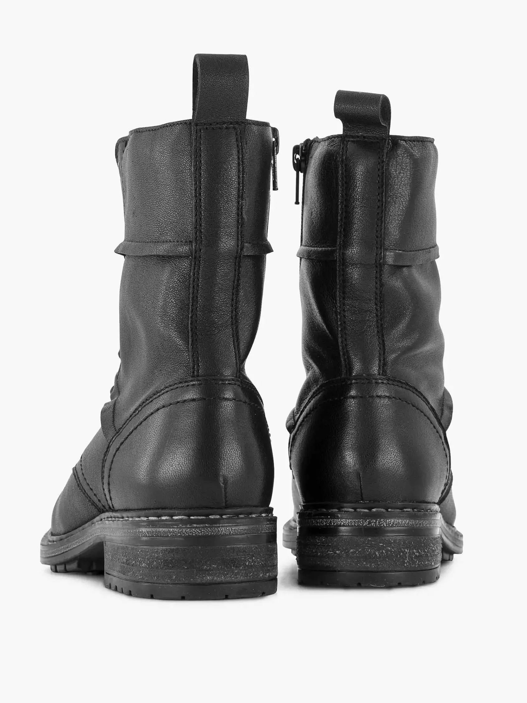 5th Avenue Enkellaarzen & Boots-Zwarte Leren Veterboot