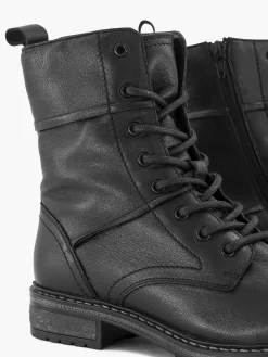 5th Avenue Enkellaarzen & Boots-Zwarte Leren Veterboot