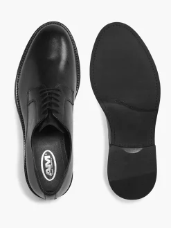 AM SHOE Geklede Schoenen-Zwarte Leren Veterschoen