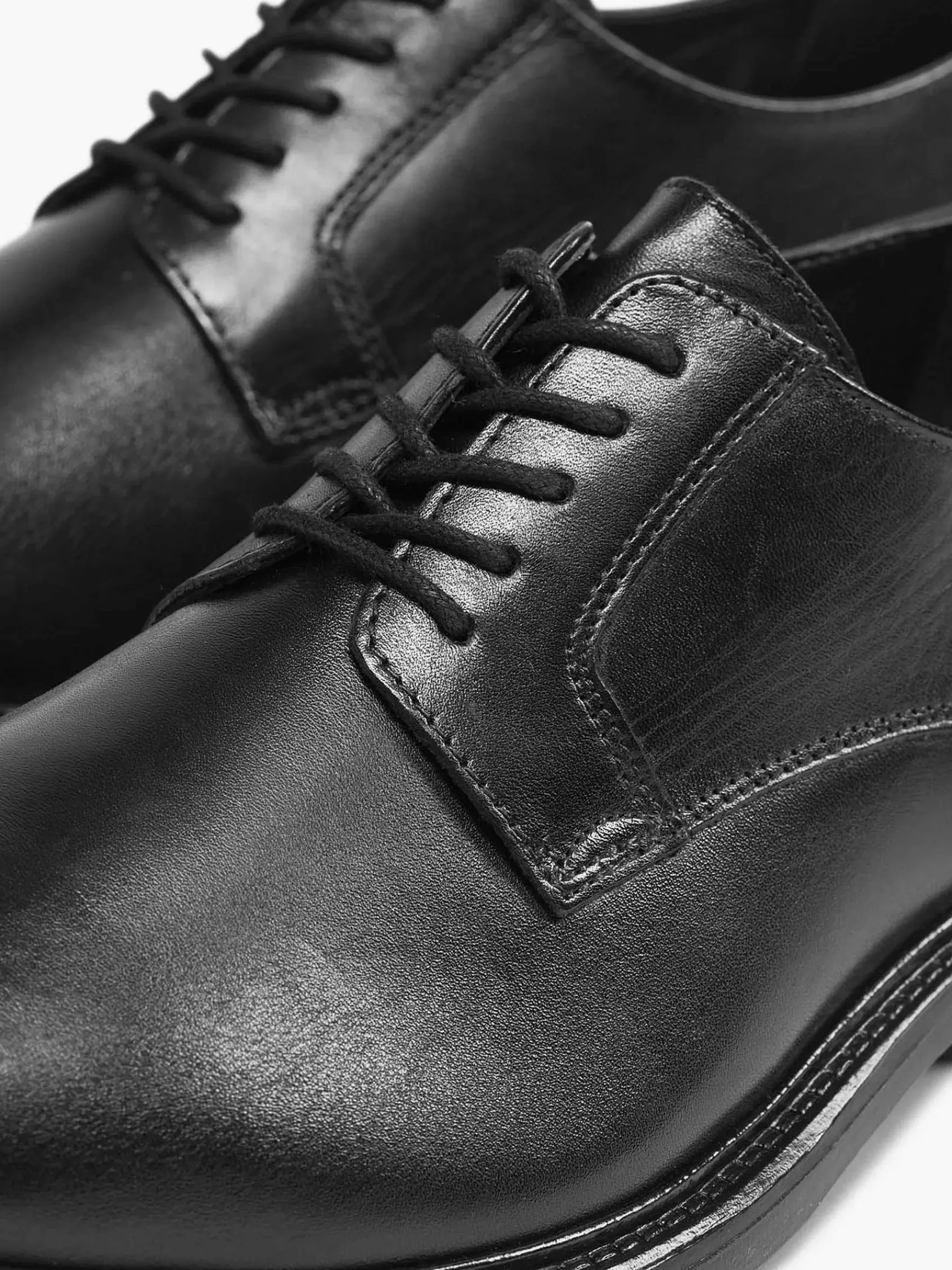 AM SHOE Geklede Schoenen-Zwarte Leren Veterschoen