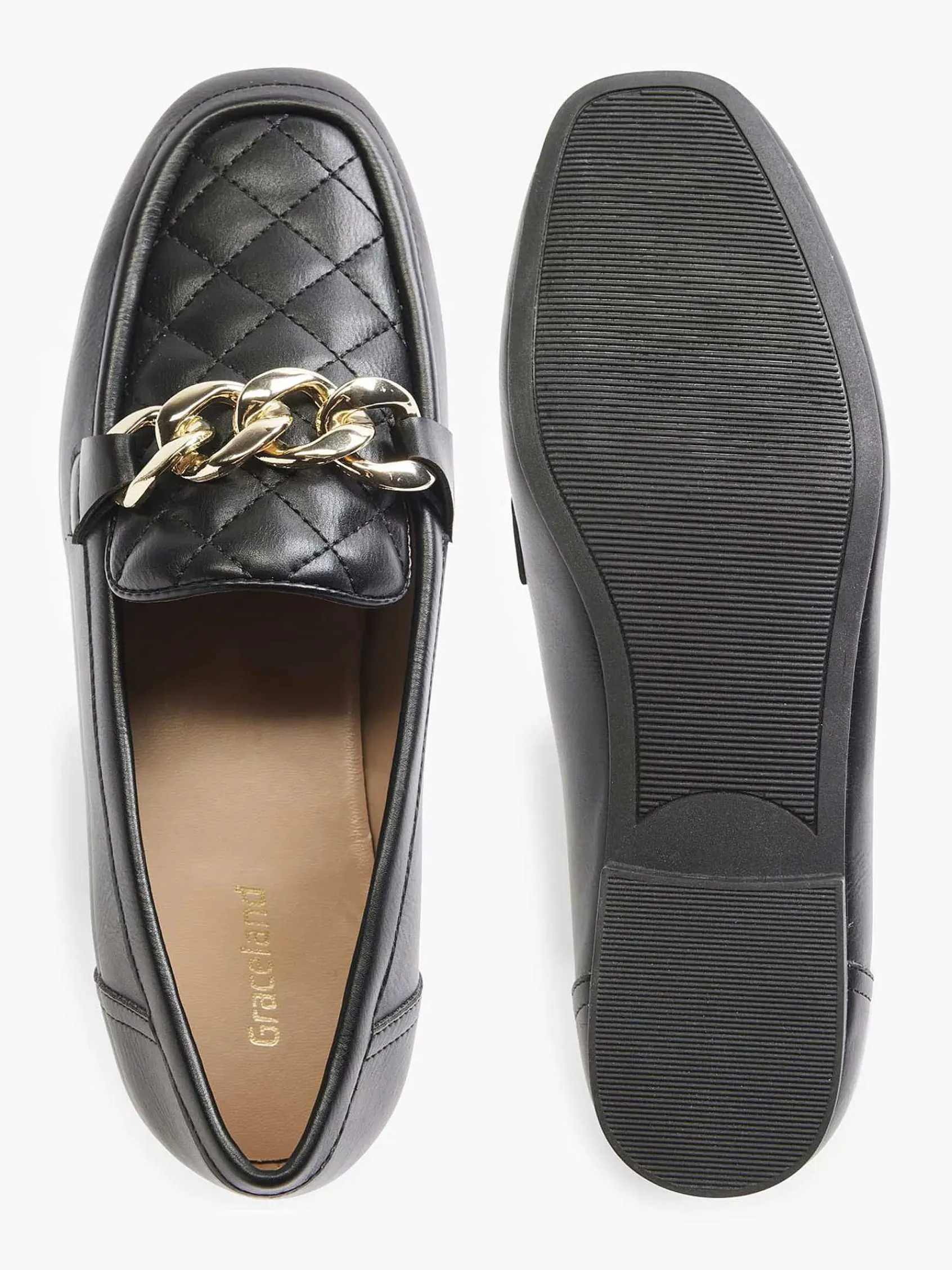 Graceland Instappers-Zwarte Loafer Ketting