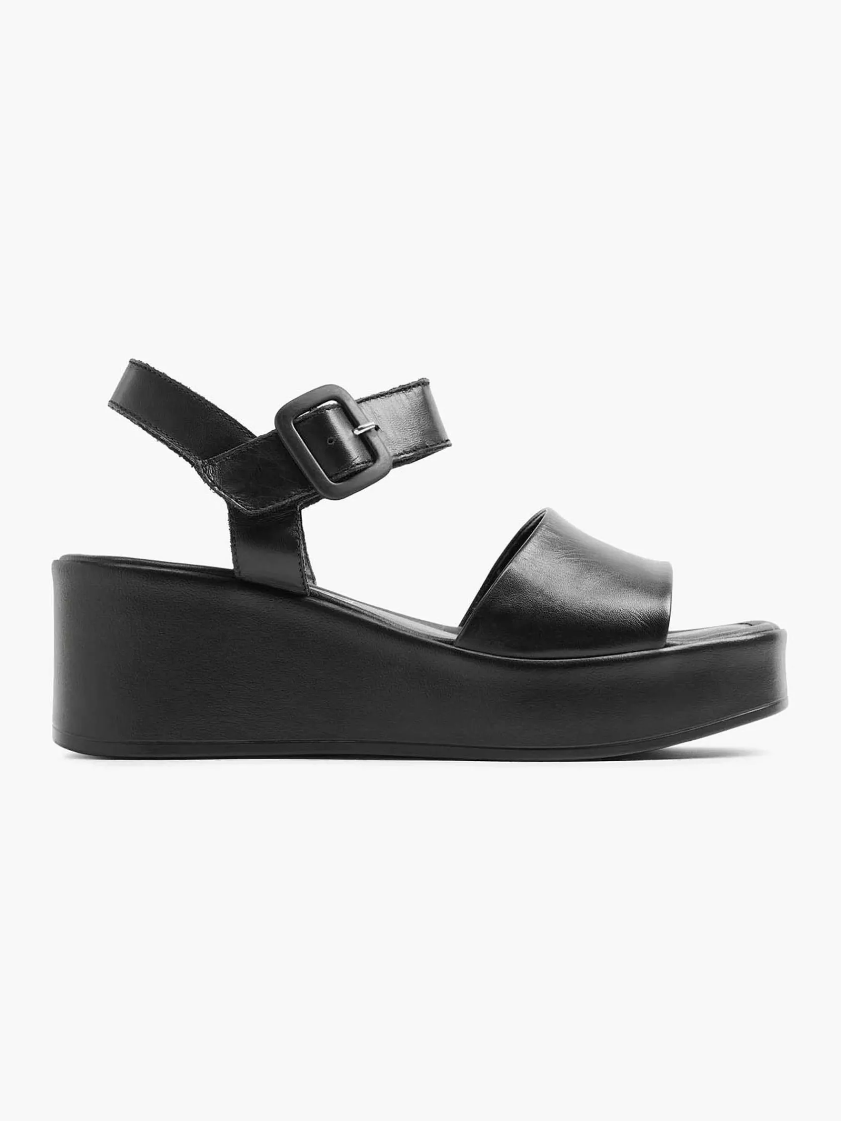 5th Avenue Sandalen-Zwarte Platform Leren Sandaal