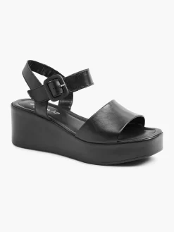 5th Avenue Sandalen-Zwarte Platform Leren Sandaal
