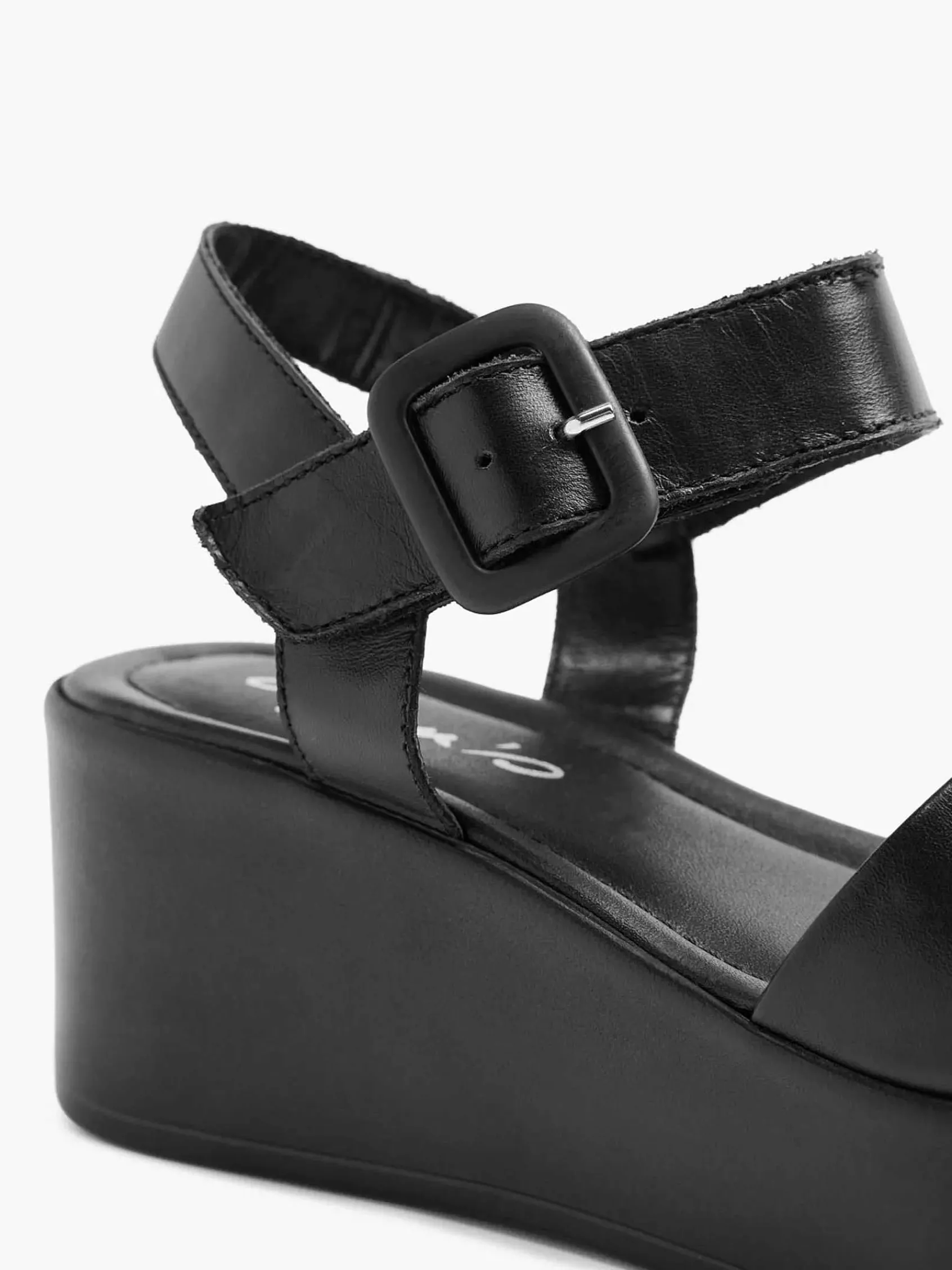 5th Avenue Sandalen-Zwarte Platform Leren Sandaal