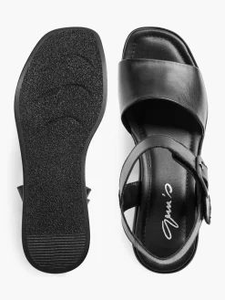 5th Avenue Sandalen-Zwarte Platform Leren Sandaal