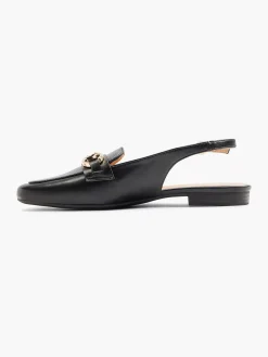 Graceland Instappers-Zwarte Platte Slingback Sierketting