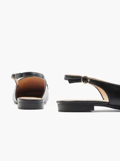 Graceland Instappers-Zwarte Platte Slingback Sierketting