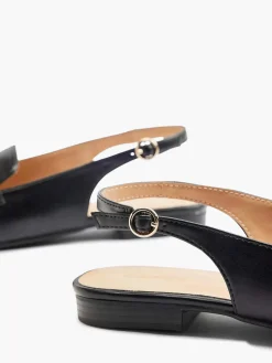 Graceland Instappers-Zwarte Platte Slingback Sierketting