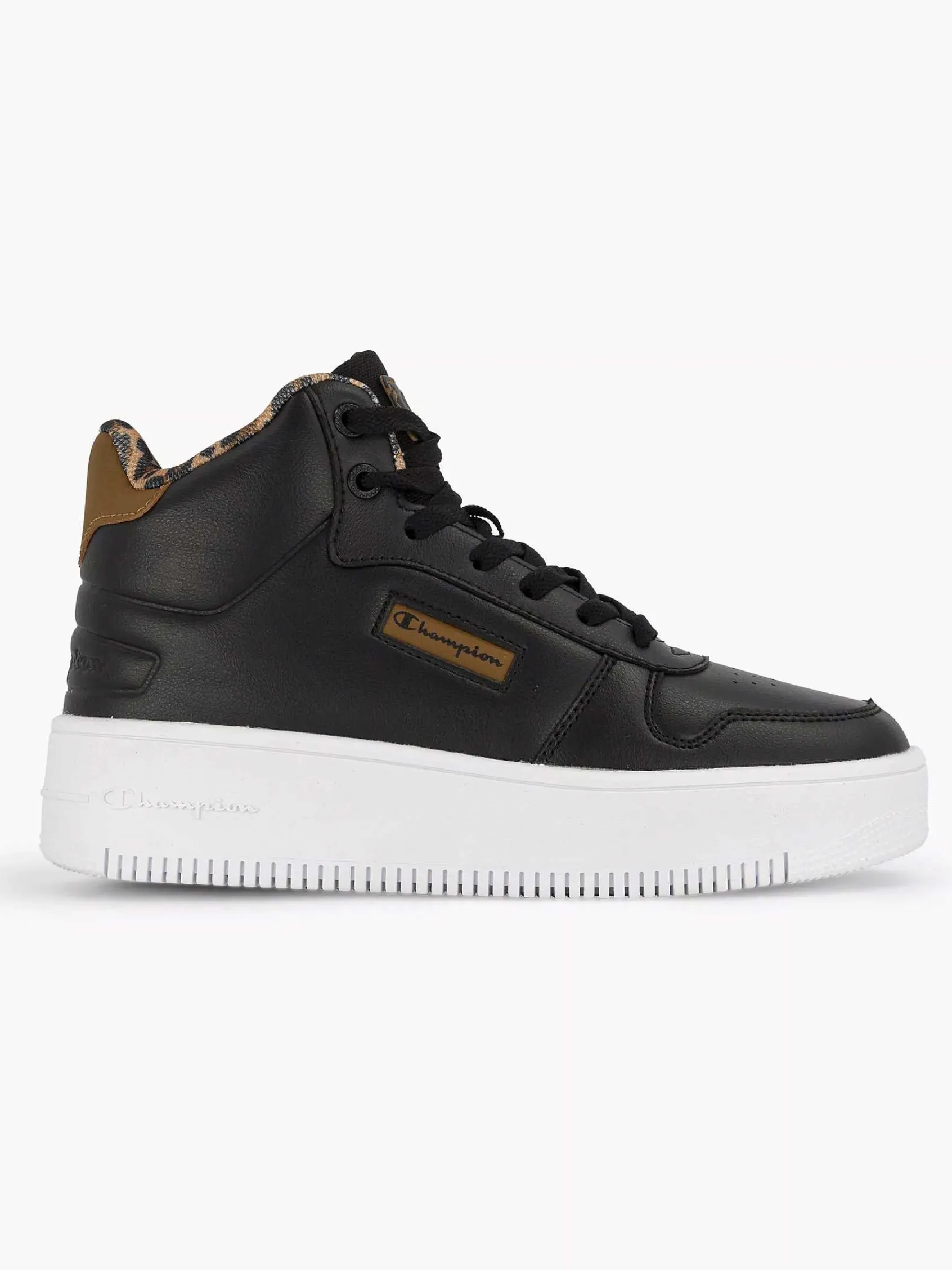 Champion Sneakers-Zwarte Rebound Platform Mid Animalier