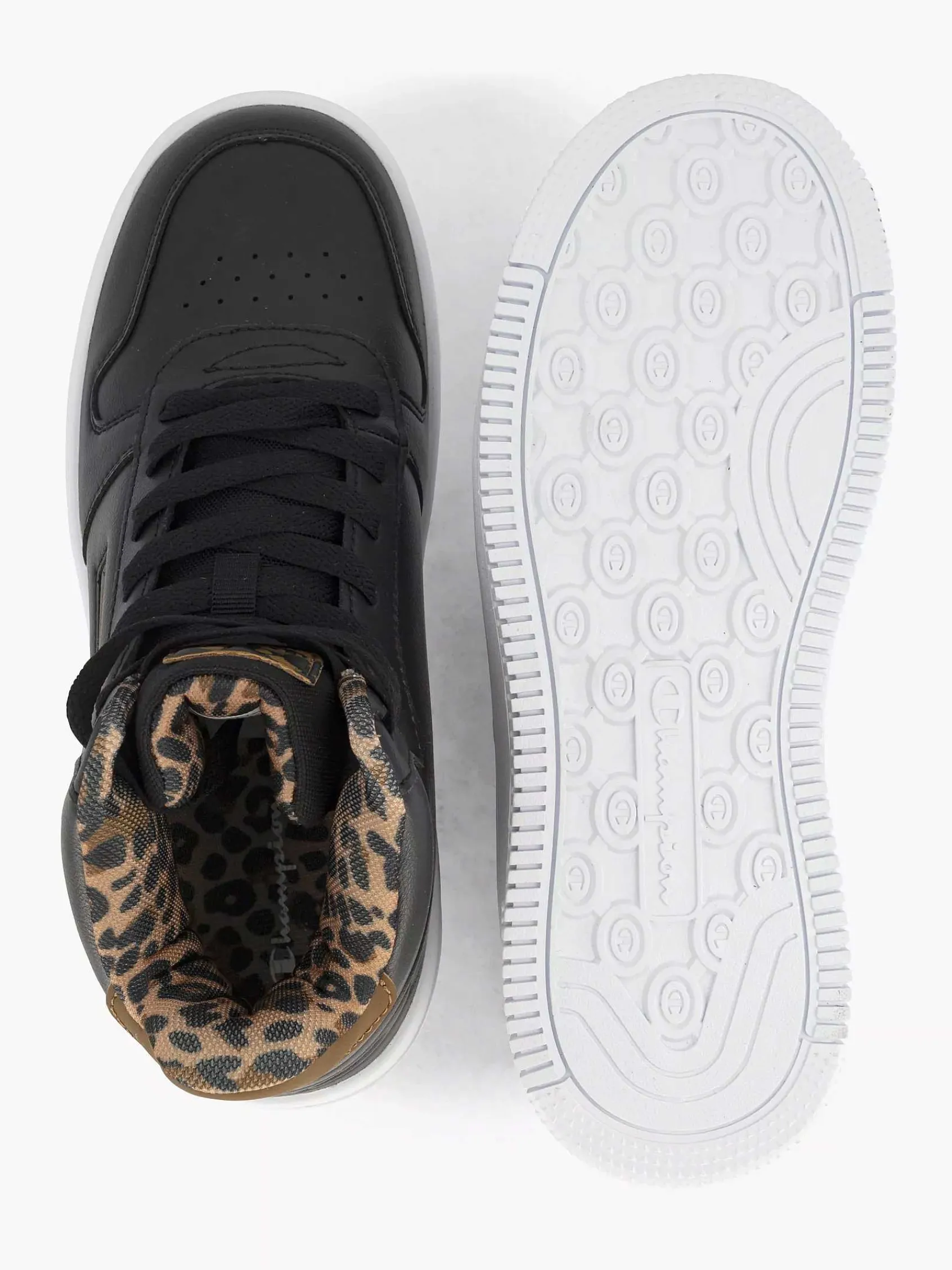 Champion Sneakers-Zwarte Rebound Platform Mid Animalier